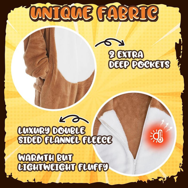 HSCTEK Luxury Double-sided Flannel Fleece Adult Lion Onesies with Hoodie - Image 4